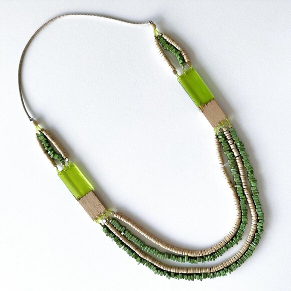 Italian Long Beaded Wood Necklace - Picture 4 of 9